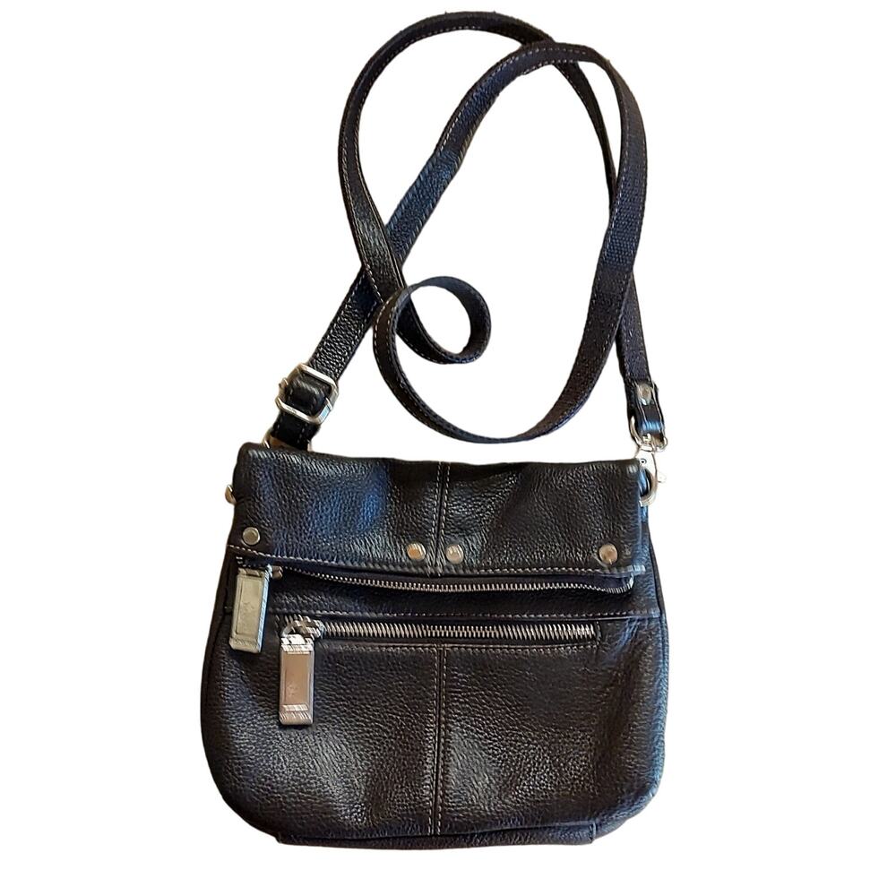 Tignanello Brown Leather Small Organizational Crossbody Purse